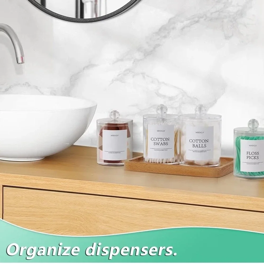 MHDCLY 4 Pack Bathroom Organizer Clear Apothecary Jars Vanity Storage L4